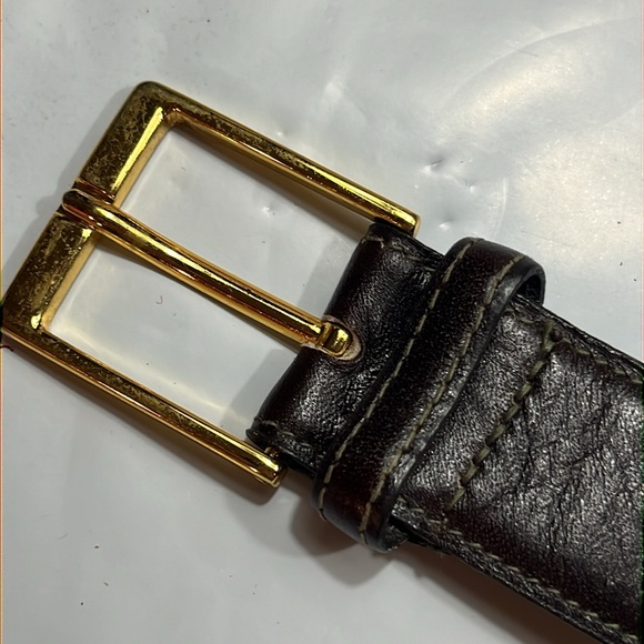 Lejon men’s 42 BROWN GLAZED ANILINE steerhide BELT fits 39-43” vtg BRASS BUCKLE - Picture 6 of 12